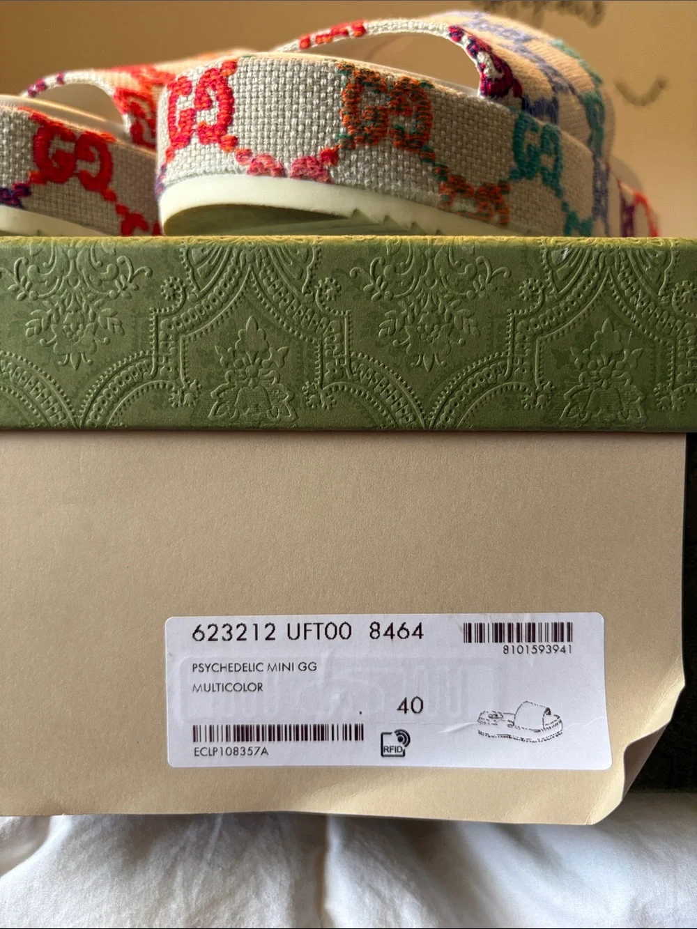 Gucci Rainbow GG Canvas Platform Slide Sandals